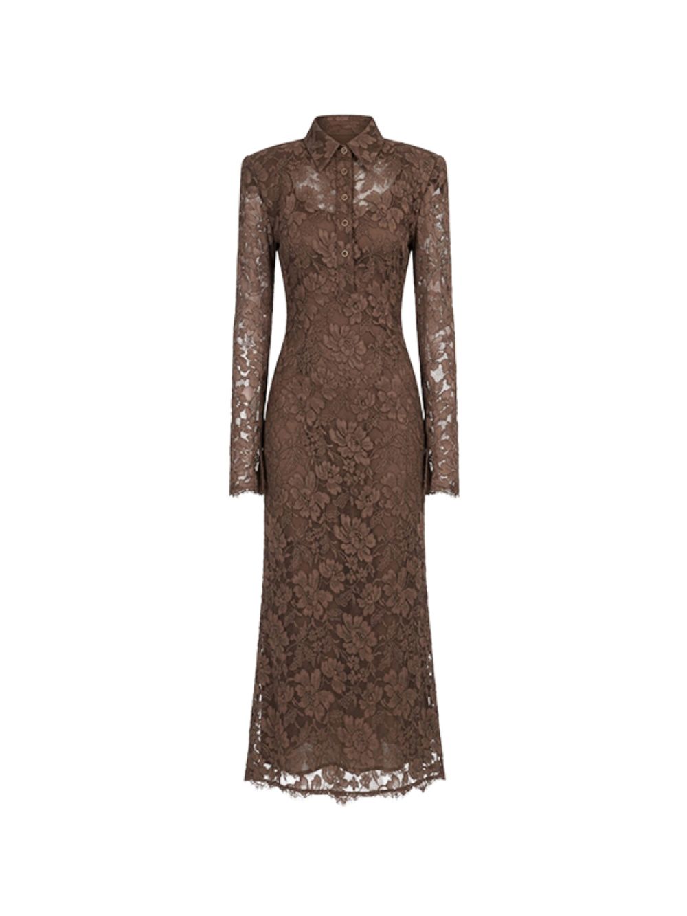 Abito in pizzo con colletto in marrone Rowen Rose - donna 