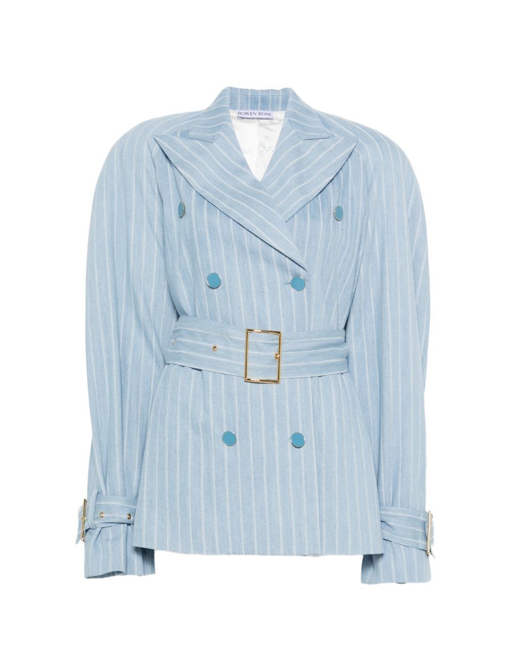 Giacca a righe con cintura in celeste Rowen rose - donna 