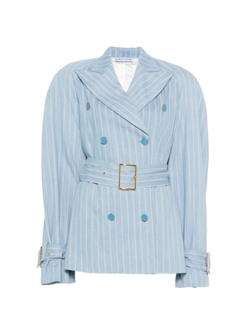 Giacca a righe con cintura in celeste Rowen rose - donna 