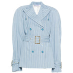Giacca a righe con cintura in celeste Rowen rose - donna 