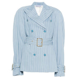 Giacca a righe con cintura in celeste Rowen rose - donna 
