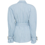 Giacca a righe con cintura in celeste Rowen rose - donna 