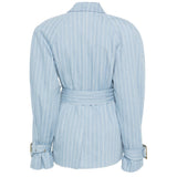 Giacca a righe con cintura in celeste Rowen rose - donna 