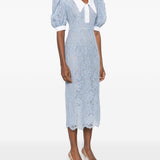 Abito midi con maniche a palloncino in azzurro Rowen Rose - donna 