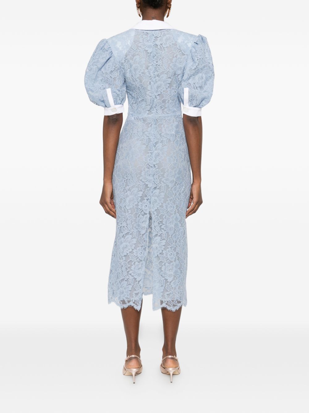 Abito midi con maniche a palloncino in azzurro Rowen Rose - donna 