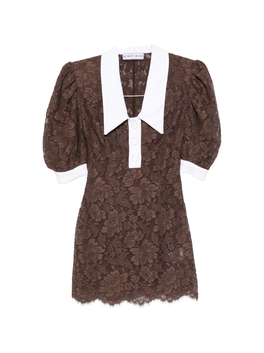 Abito mini con maniche a palloncino in marrone Rowen Rose - donna 