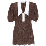 Abito mini con maniche a palloncino in marrone Rowen Rose - donna 