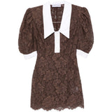 Abito mini con maniche a palloncino in marrone Rowen Rose - donna 