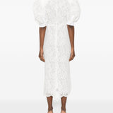 Abito midi con maniche a palloncino in bianco Rowen Rose - donna 