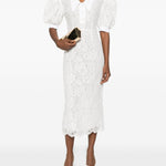 Abito midi con maniche a palloncino in bianco Rowen Rose - donna 
