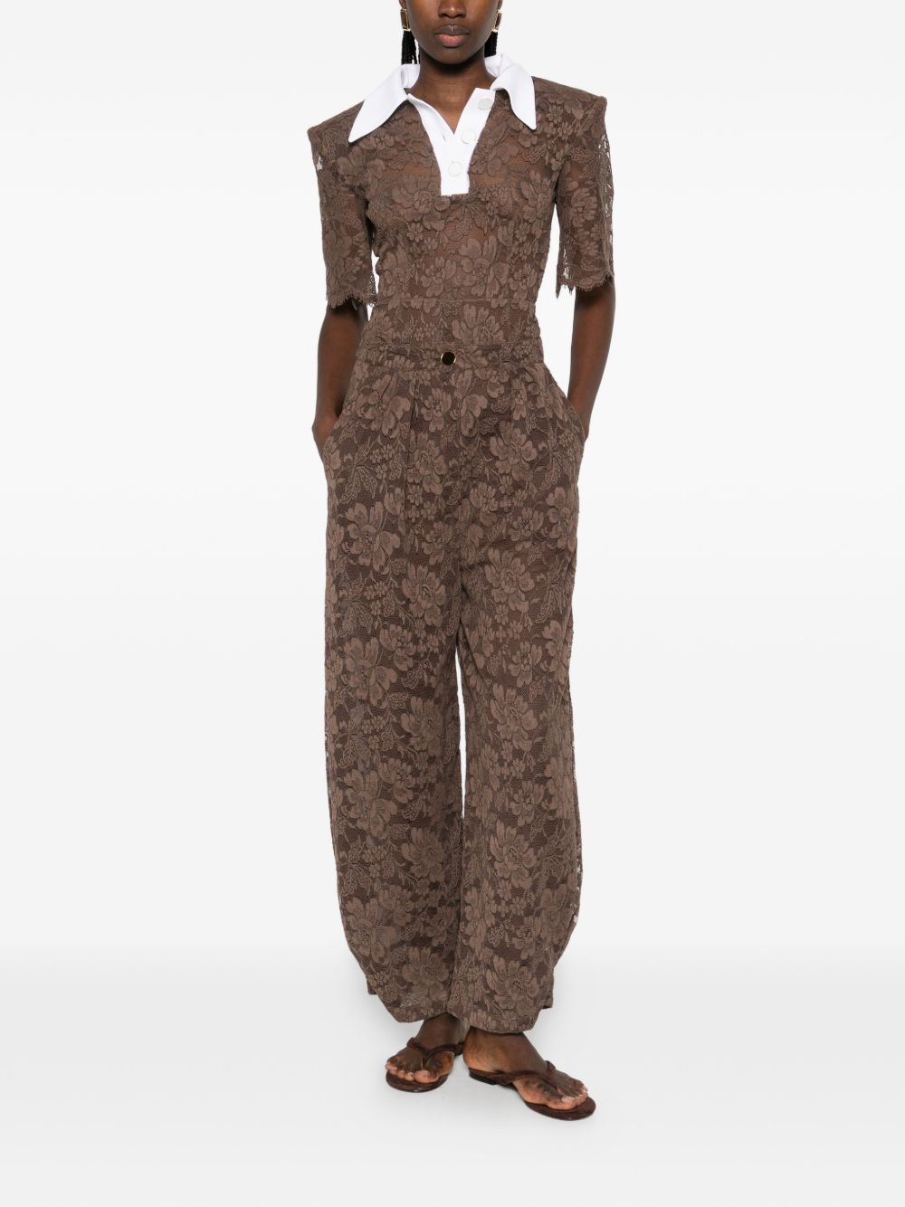 Pantaloni affusolati in pizzo in marrone Rowen rose - donna 