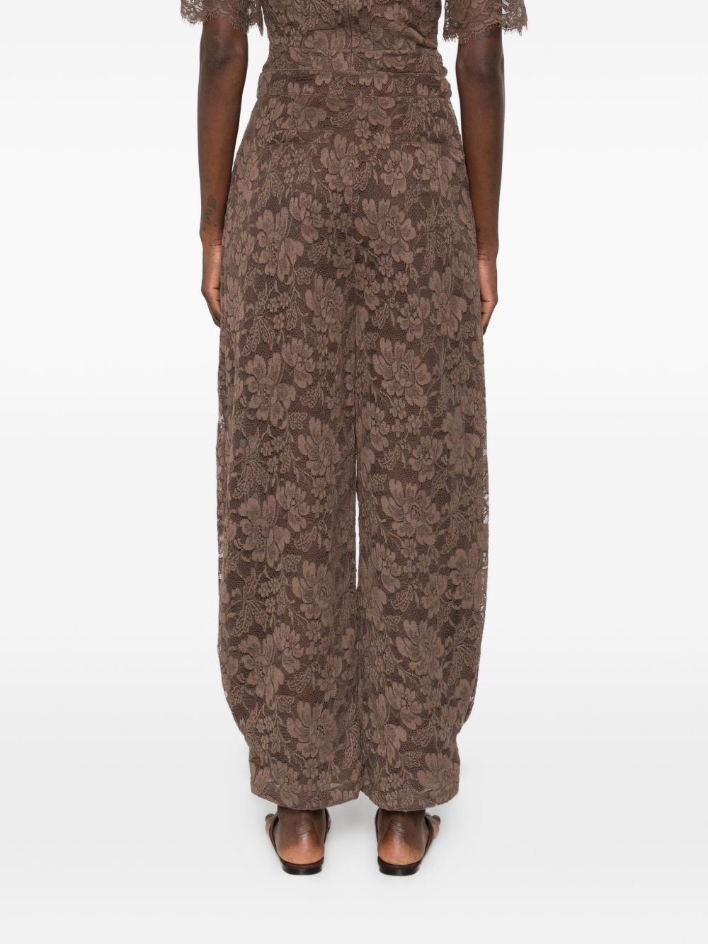 Pantaloni affusolati in pizzo in marrone Rowen rose - donna 
