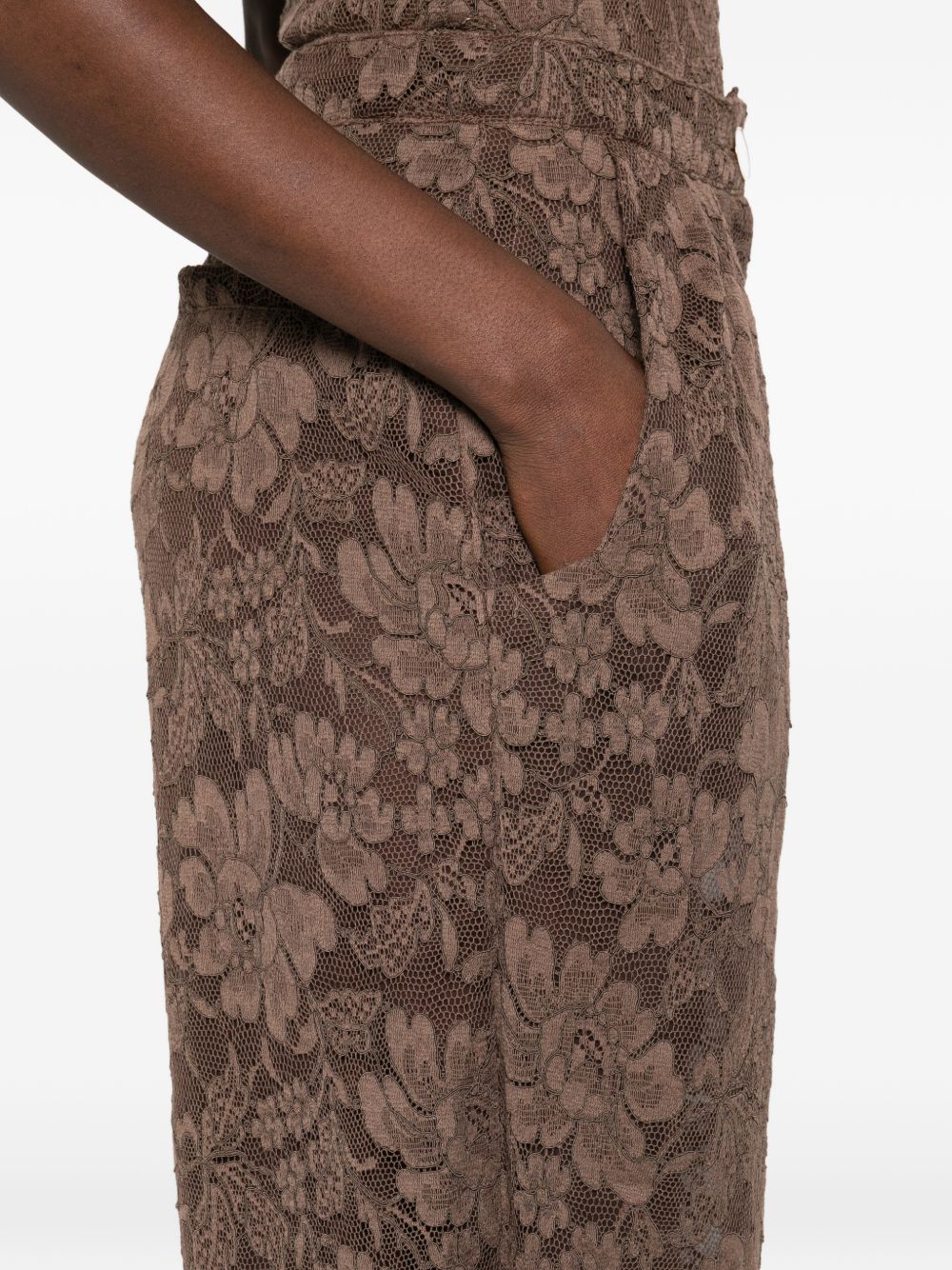 Pantaloni affusolati in pizzo in marrone Rowen rose - donna 