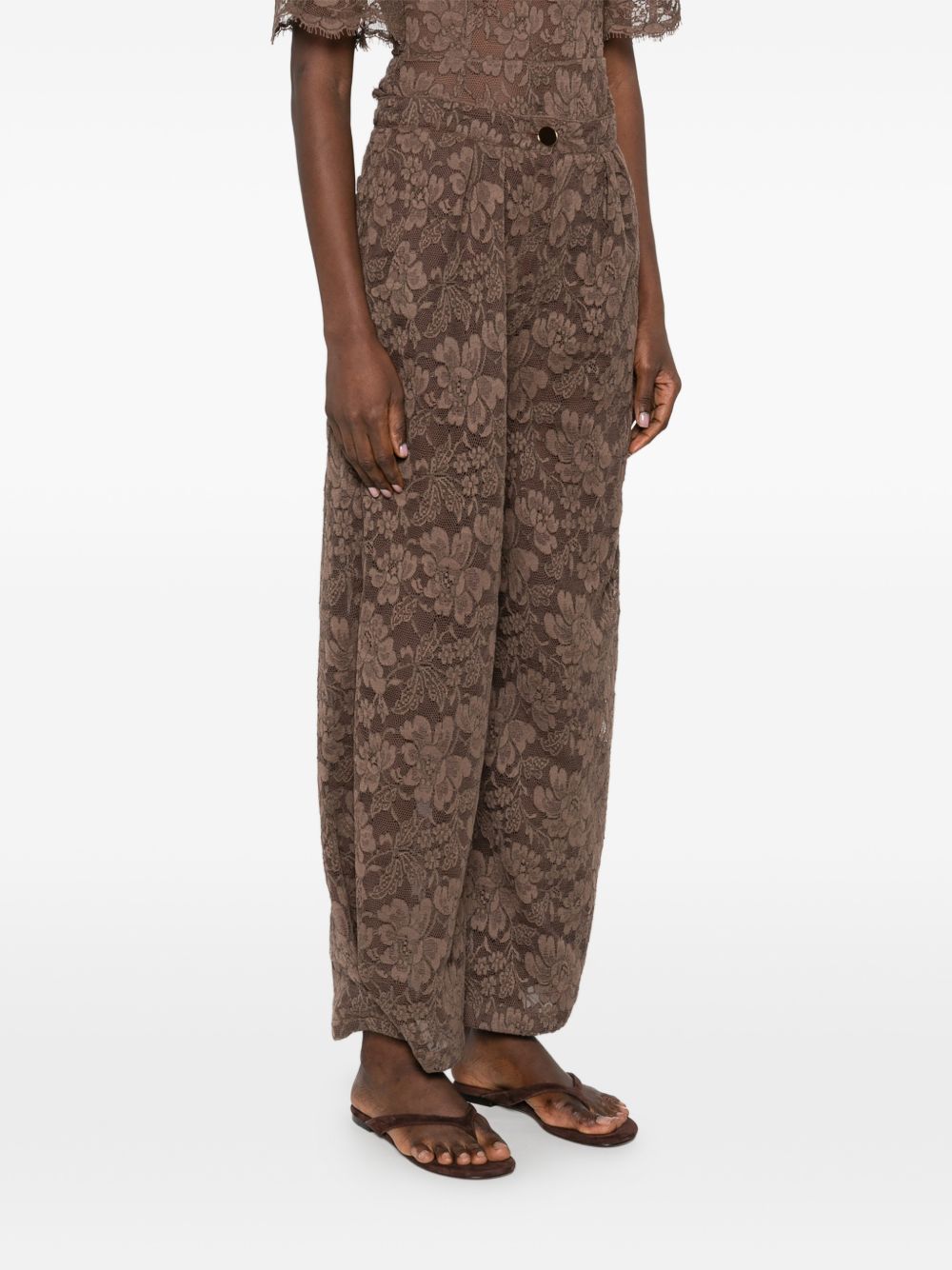 Pantaloni affusolati in pizzo in marrone Rowen rose - donna 