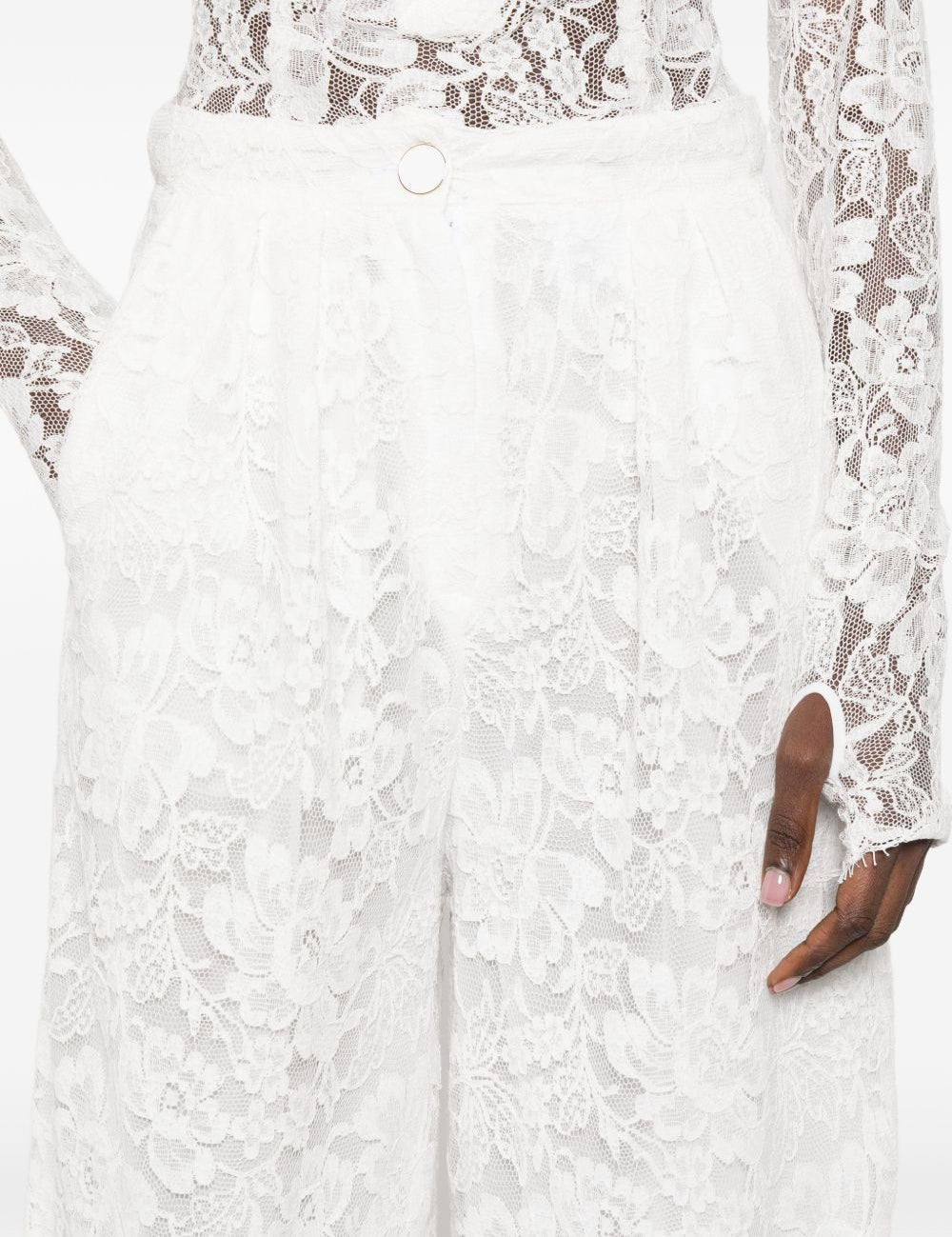 Pantaloni affusolati in pizzo in bianco Rowen rose - donna 