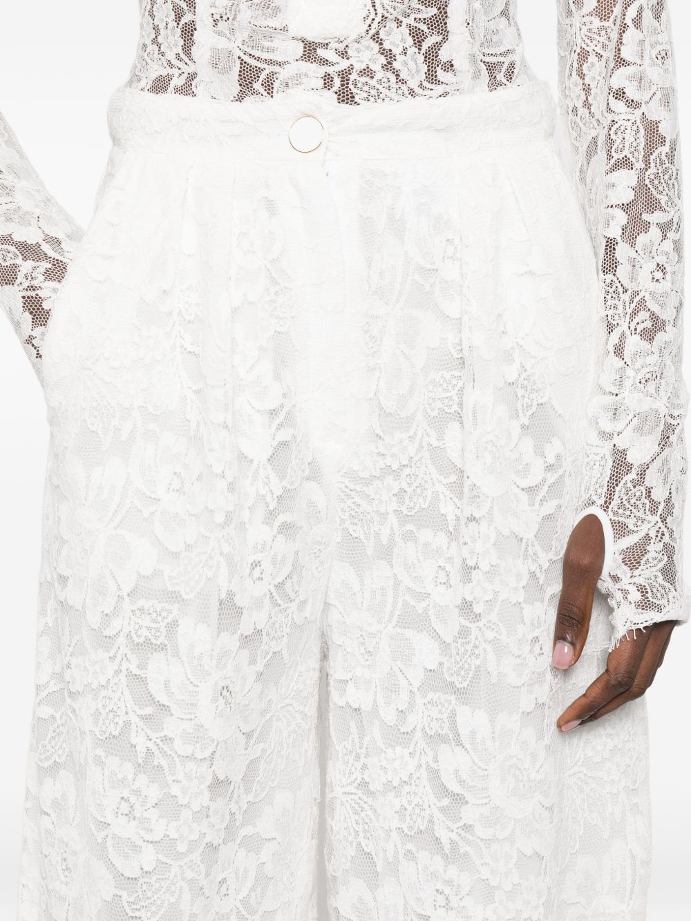 Pantaloni affusolati in pizzo in bianco Rowen rose - donna 