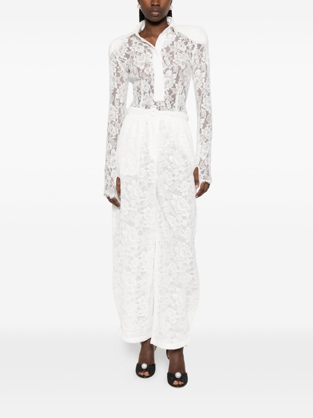 Pantaloni affusolati in pizzo in bianco Rowen rose - donna 