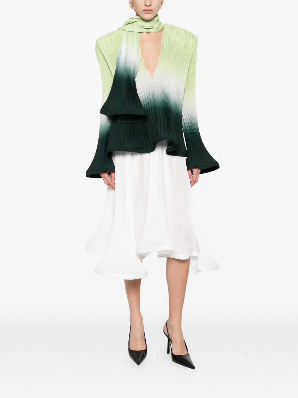 Blusa plissettata in verde degradè Rowen Rose - donna 