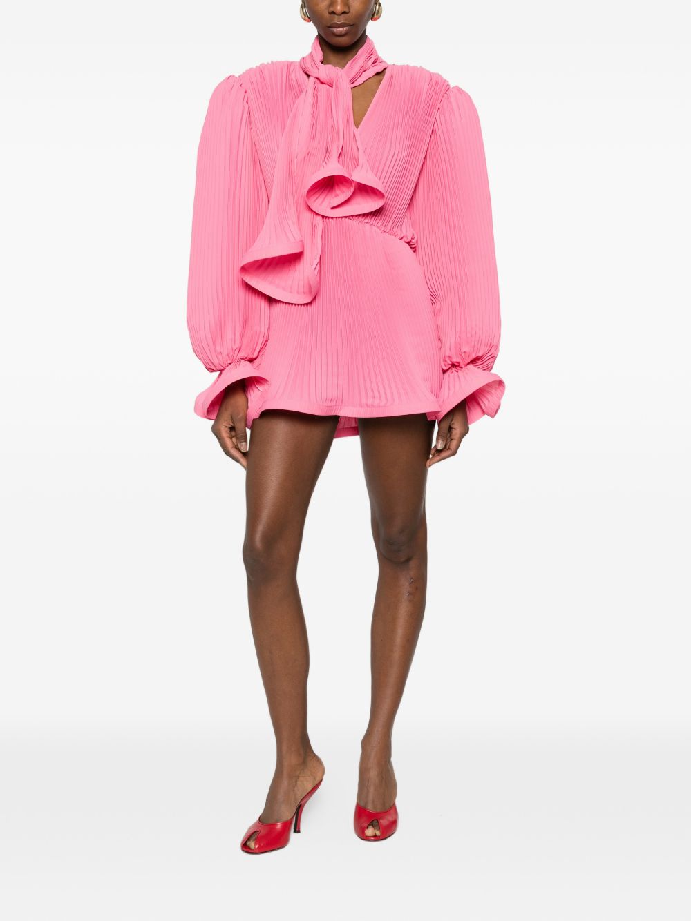 Abito corto con plissè in rosa Rowen Rose - donna 