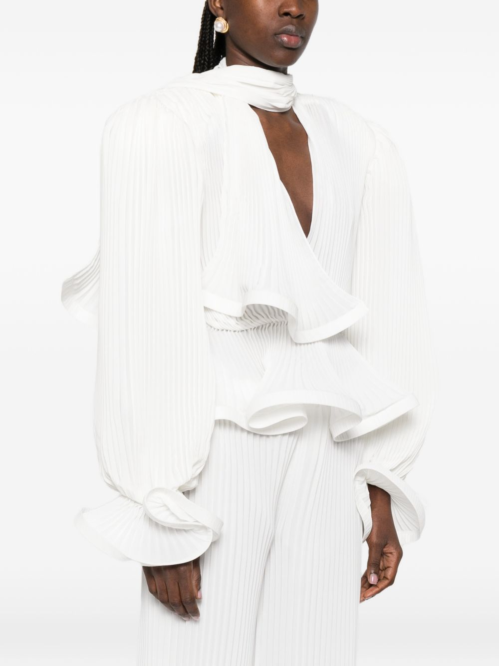 Blusa con rushes in bianco Rowen rose - donna 