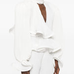 Blusa con rushes in bianco Rowen rose - donna 