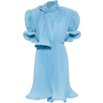 Abito corto con plissè in blu Rowen Rose - donna 