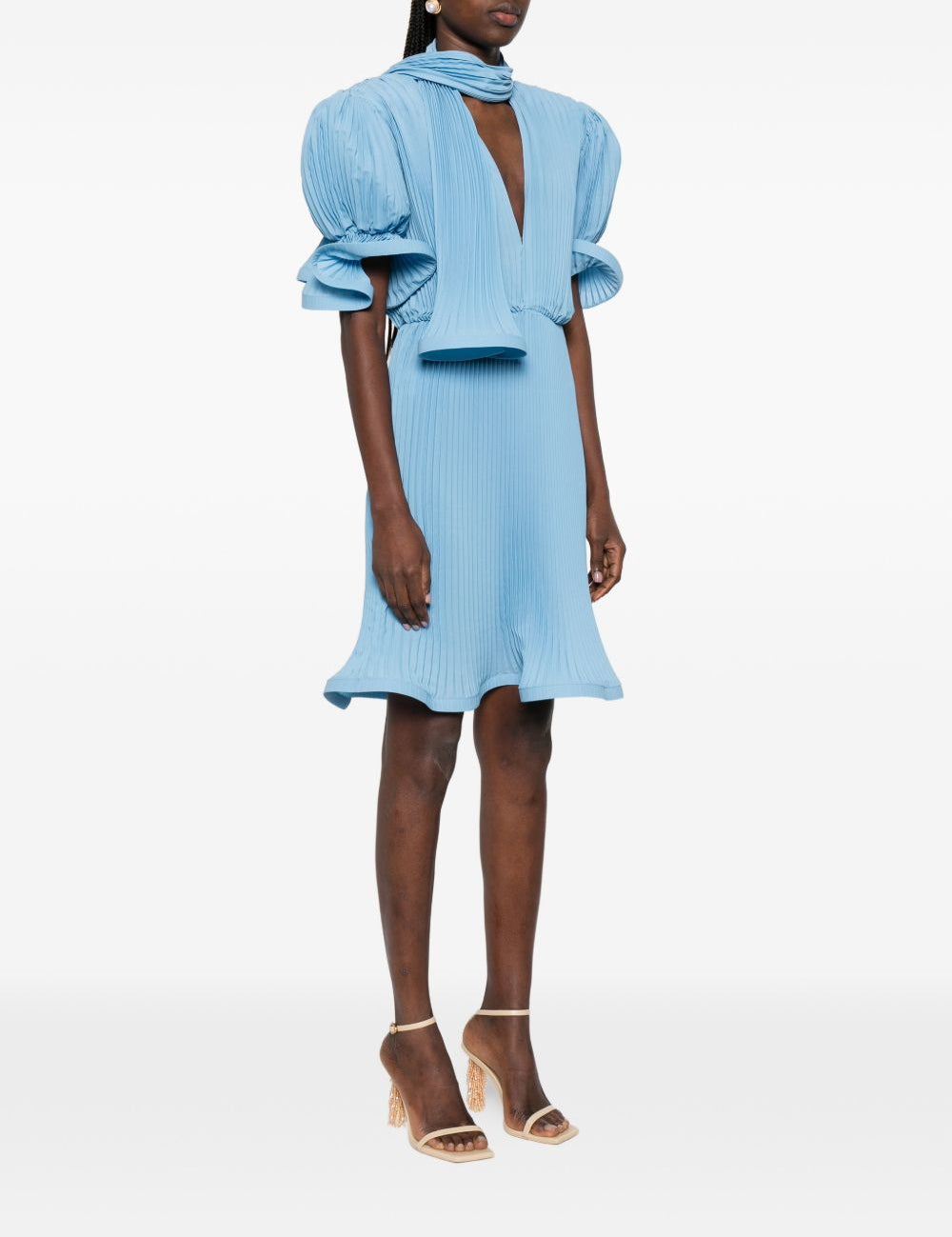 Abito corto con plissè in blu Rowen Rose - donna 