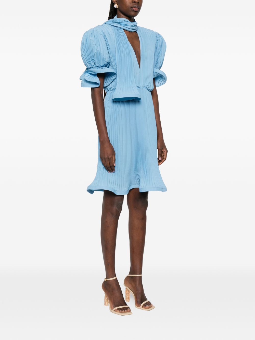 Abito corto con plissè in blu Rowen Rose - donna 