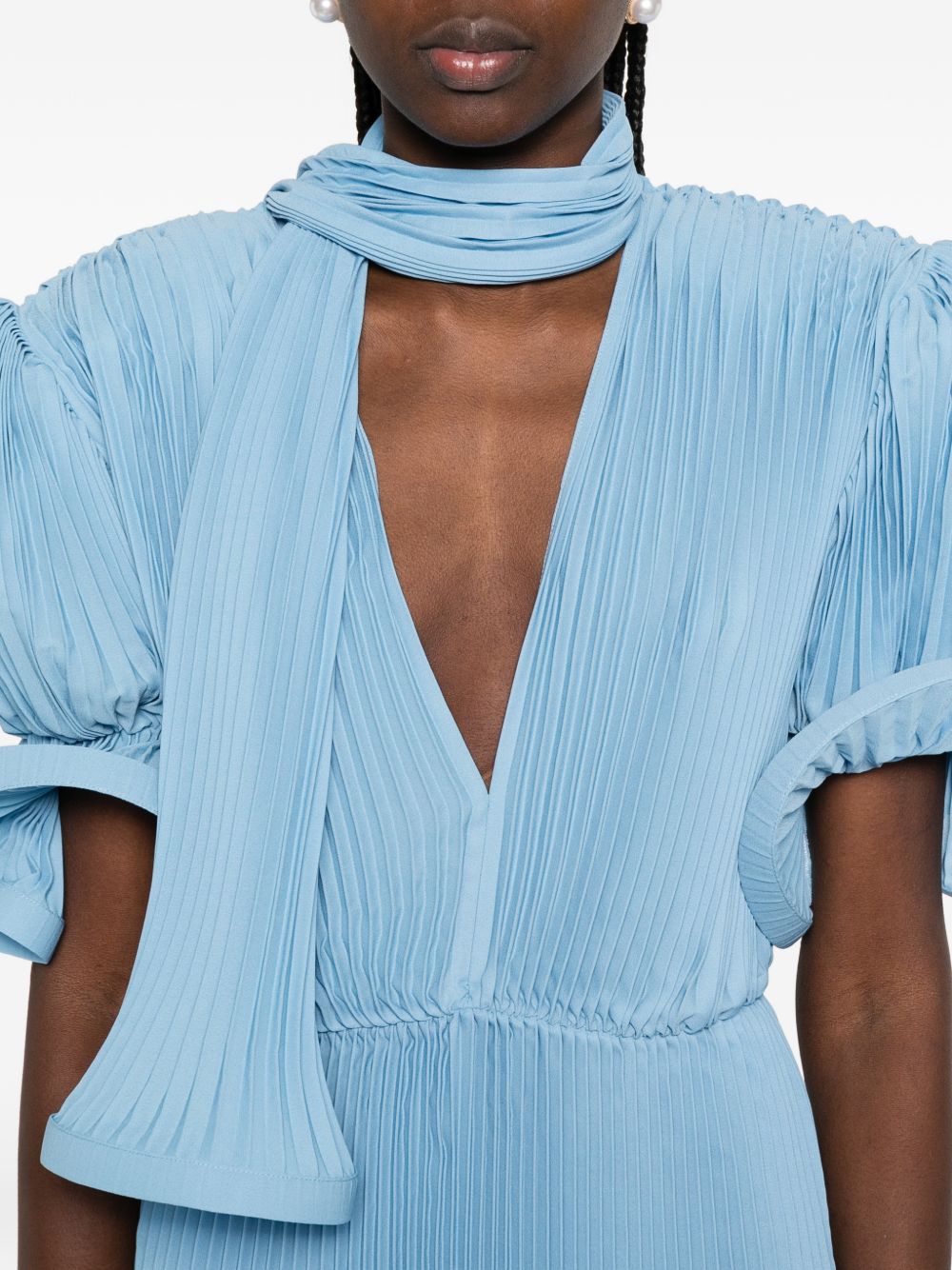 Abito corto con plissè in blu Rowen Rose - donna 