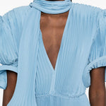 Abito corto con plissè in blu Rowen Rose - donna 