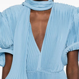 Abito corto con plissè in blu Rowen Rose - donna 