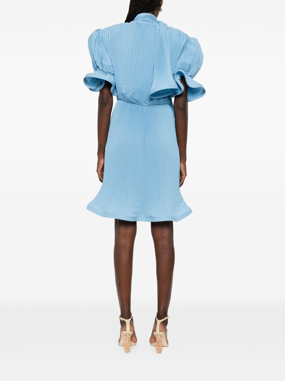 Abito corto con plissè in blu Rowen Rose - donna 