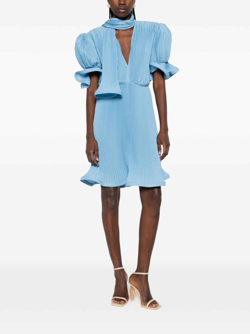 Abito corto con plissè in blu Rowen Rose - donna 