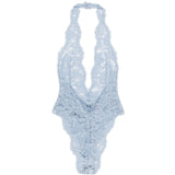 Body con scollo all'americana in blu Rowen rose - donna 