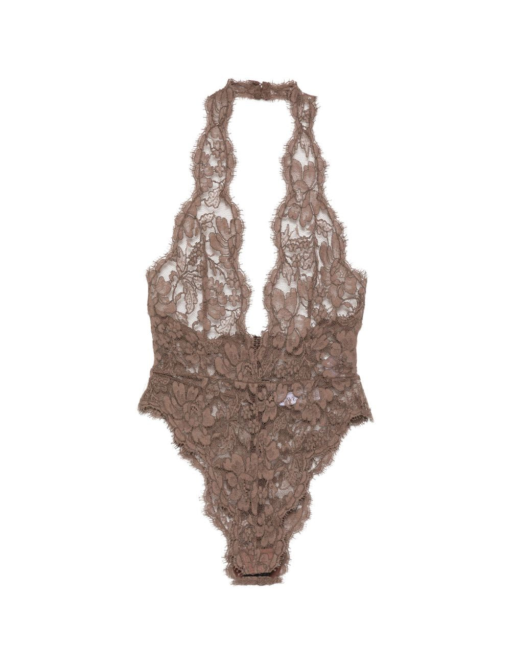 Body con scollo all'americana in marrone Rowen rose - donna 