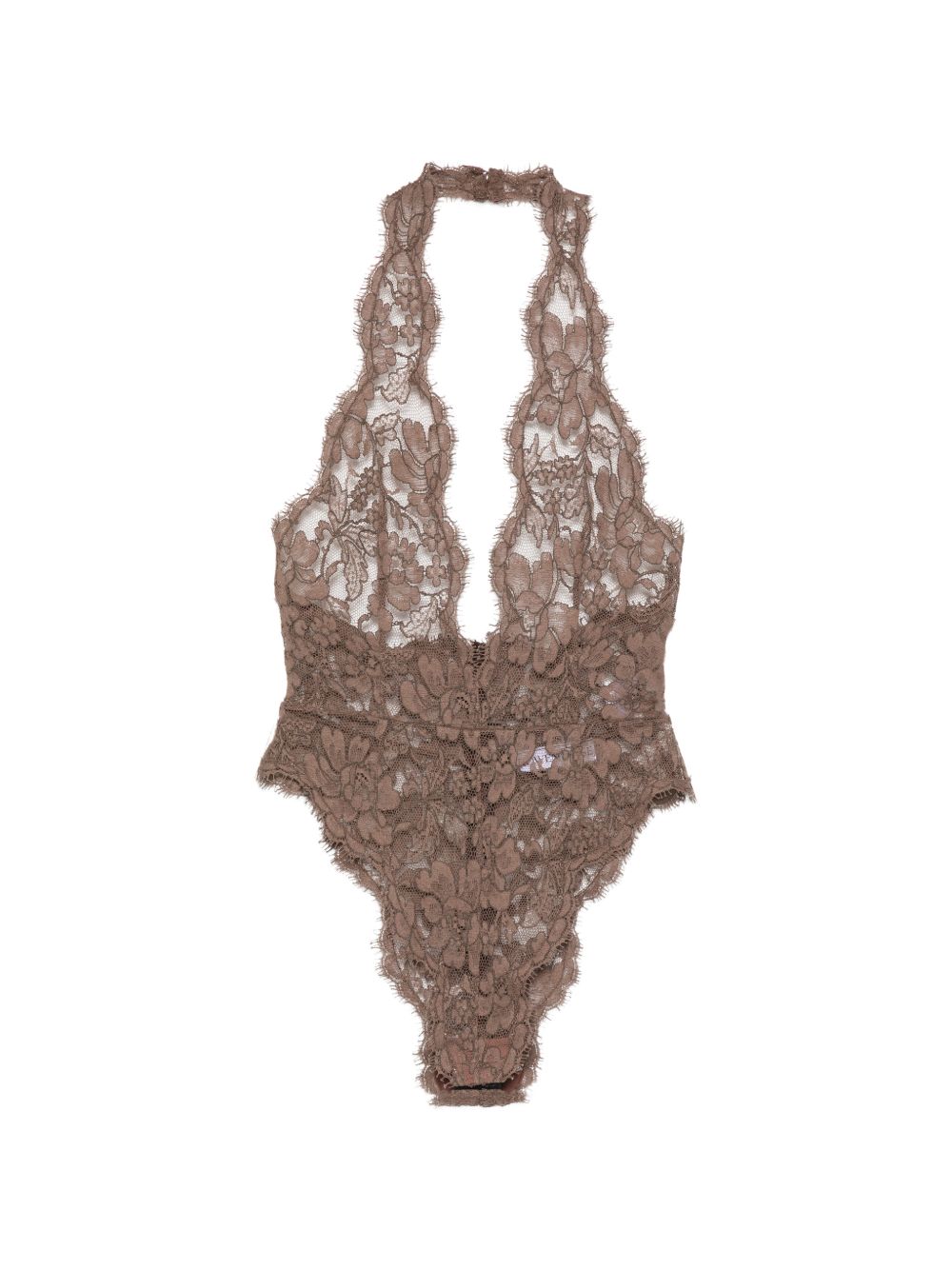 Body con scollo all'americana in marrone Rowen rose - donna 
