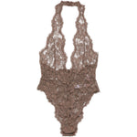 Body con scollo all'americana in marrone Rowen rose - donna 