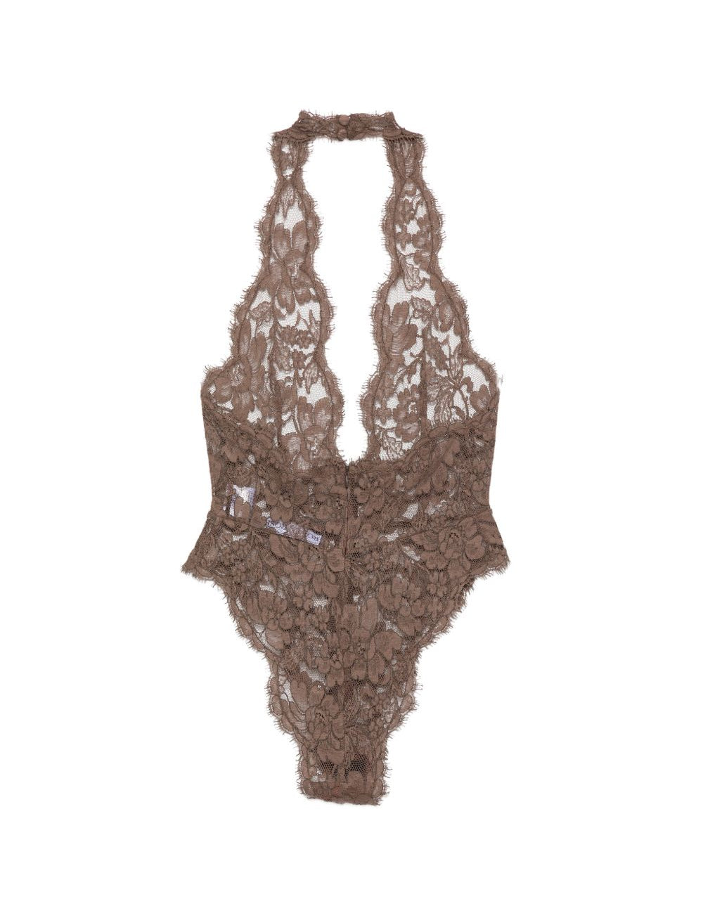 Body con scollo all'americana in marrone Rowen rose - donna 