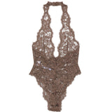 Body con scollo all'americana in marrone Rowen rose - donna 