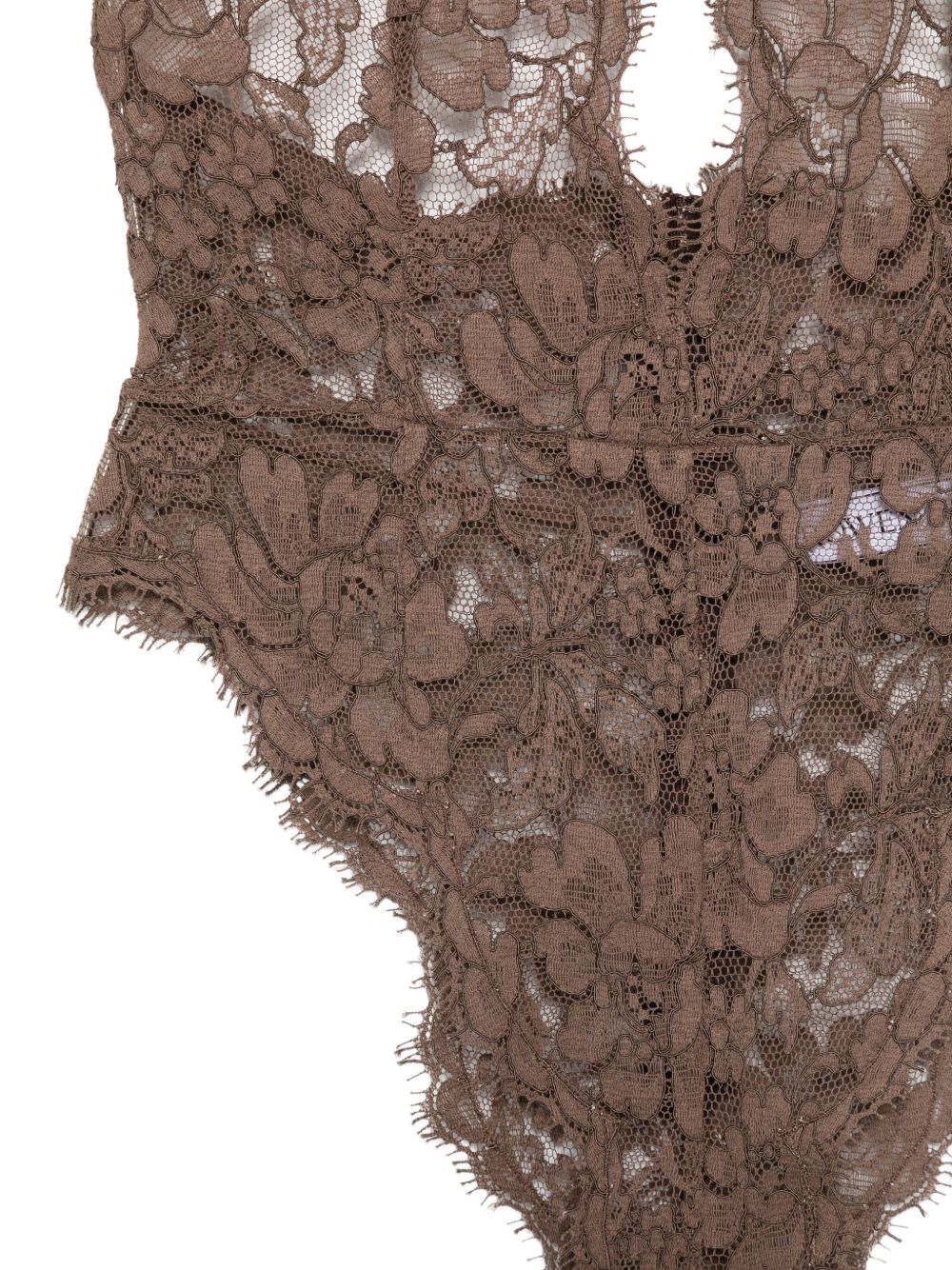 Body con scollo all'americana in marrone Rowen rose - donna 