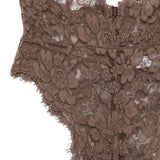 Body con scollo all'americana in marrone Rowen rose - donna 