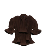 Top con ruches in marrone Rowen rose - donna 