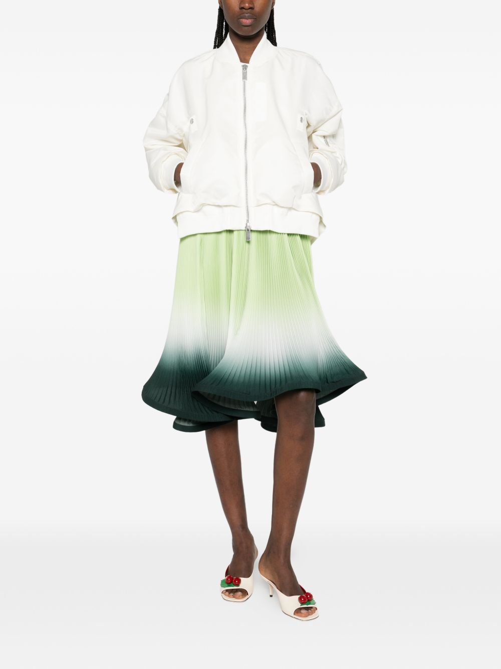 Gonna midi plissettata in verde degradè Rowen Rose - donna 