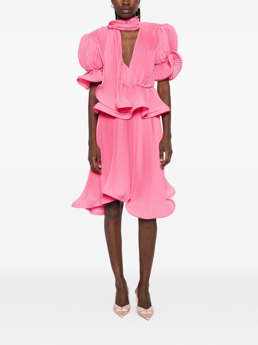 Gonna plissettata degradè in georgette in rosa Rowen rose - donna 