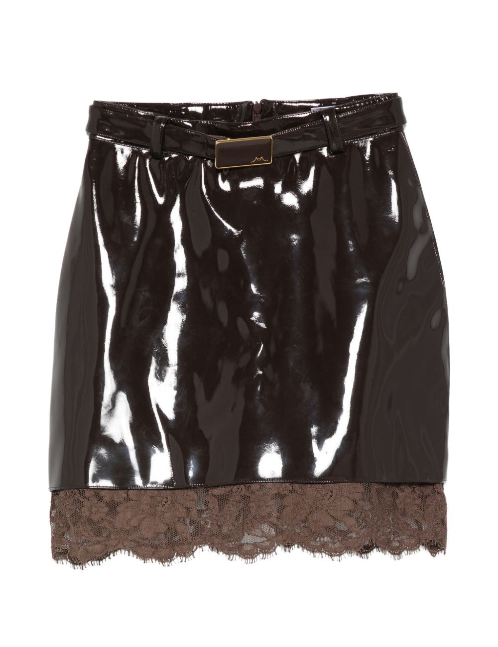 Gonna mini con dettaglio in pizzo in marrone Rowen rose - donna 
