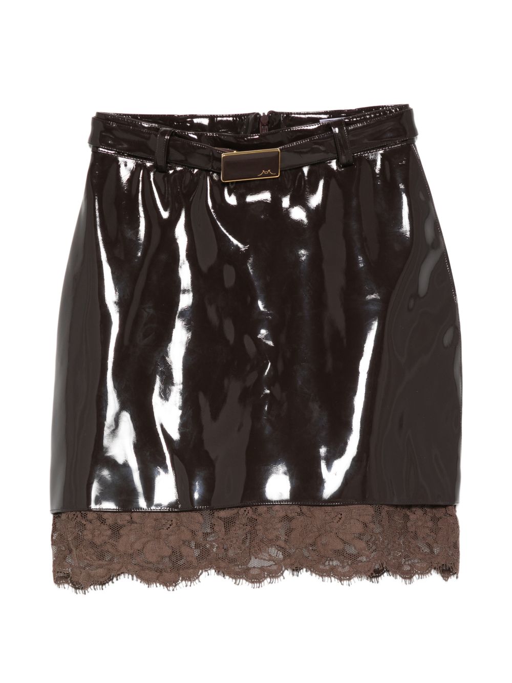 Gonna mini con dettaglio in pizzo in marrone Rowen rose - donna 