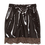 Gonna mini con dettaglio in pizzo in marrone Rowen rose - donna 