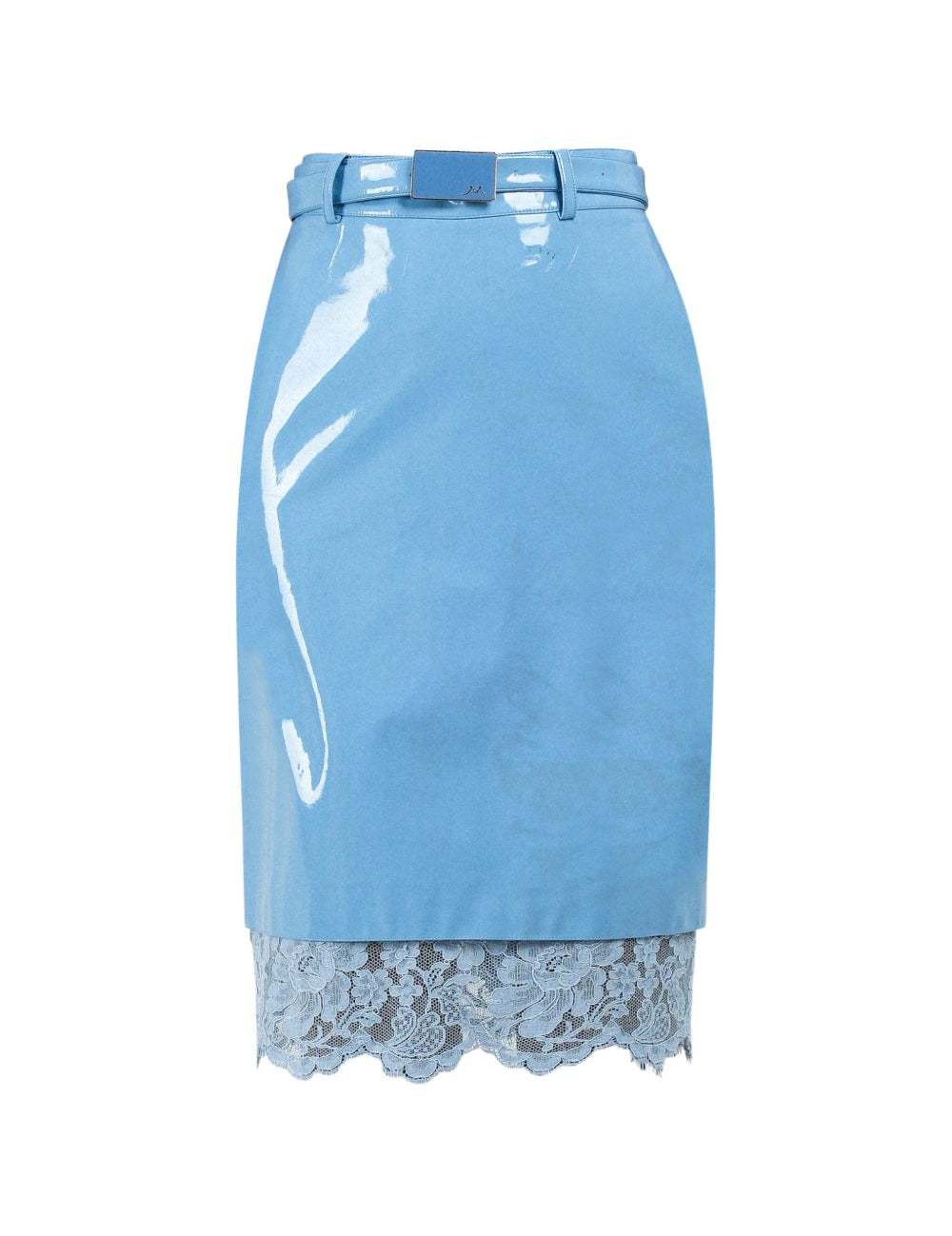 Gonna midi con dettaglio in pizzo in celeste Rowen rose - donna 
