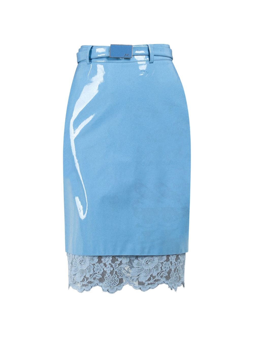 Gonna midi con dettaglio in pizzo in celeste Rowen rose - donna 