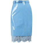Gonna midi con dettaglio in pizzo in celeste Rowen rose - donna 